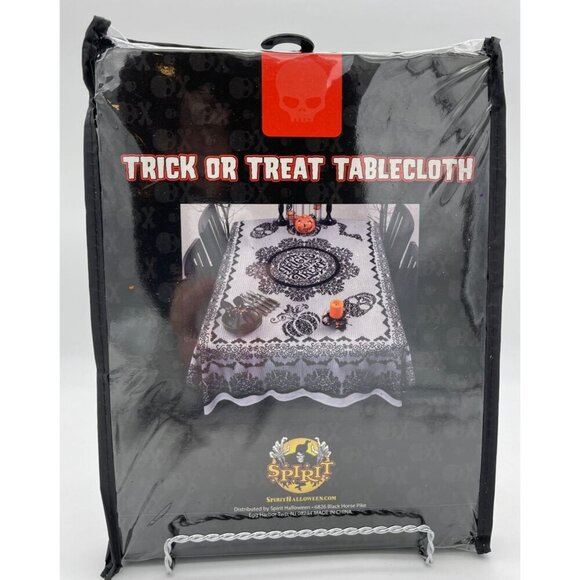 Trick Or Treat Black Mesh Polyester Tablecloth  60" X 84" Spirit Halloween - Picture 2 of 3